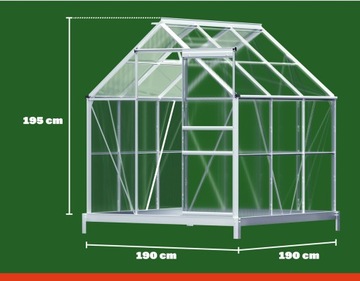 Садовая теплица из поликарбоната, алюминиевый тоннель, фундамент, окно, дверь, 5,85 м³