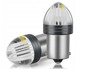 AMiO ŻARÓWKA LED P21W 9SMD BA15S 6000K BIAŁA WHITE PREMIUM