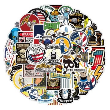 НАКЛЕЙКИ ДЛЯ ВЕЛОСИПЕДНОГО ЧЕМОДАНА НОУТБУКА MIX ELECTRIC 50 шт.