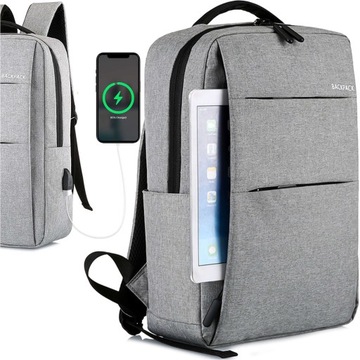 PLECAK MIEJSKI NA MACBOOK PRO AIR 15 LAPTOPA PODRÓŻNY USB POJEMNY BIZNESOWY