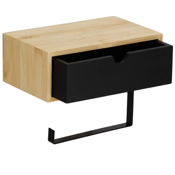 ДЕРЖАТЕЛЬ ДЛЯ ТУАЛЕТНОЙ БУМАГИ ЧЕРНАЯ ВЕШАЛКА LOFT С ПОЛКОЙ МЕТАЛЛ БАМБУК