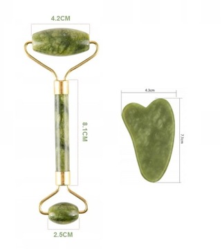 РОЛИКОВЫЙ МАССАЖЕР НЕФРИТОВЫЙ КАМЕНЬ ДЛЯ ЛИЦА + ГУА ША