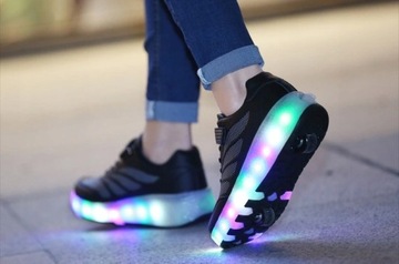 BUTOROLKI BUTY SPORTOWE Z ROLKAMI ROLKI WROTKI LED Z POLSKI ROZMIAR 34