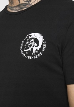 DIESEL Czarny Tshirt Logo PUNK The Brave L