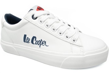 Buty Trampki damskie Lee Cooper białe tenisówki ekoskóra sportowe niskie 37