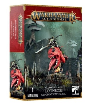 WARHAMMER AOS - GLOOMSPITE GITZ LOONBOSS ON GIANT CAVE SQUIG