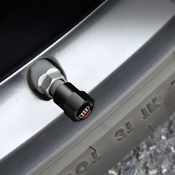NAKRĘTKI NA WENTYLE AUDI LOGO CZARNE METALOWE KAPTURKI