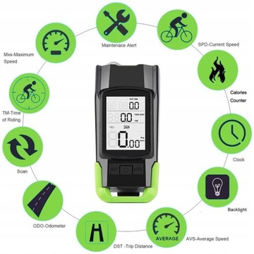 Лампа велосипедный компьютер беспроводной звуковой сигнал 3в1