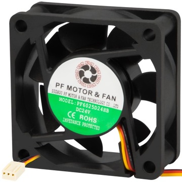 WENTYLATOR WIATRAK CHŁODZENIE KULKOWE 24V 60x60X25mm 3PIN 4500obr/min