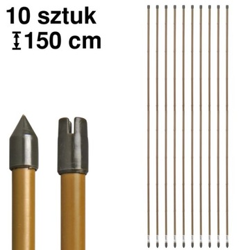 Palik ogrodowy - 10 sztuk - piękno bambusa i trwałość stali - 11mm x 150 cm