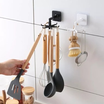 WIESZAK SAMOPRZYLEPNY HACZYK OBROTOWY UCHWYT NA PRZYBORY ORGANIZER 360°