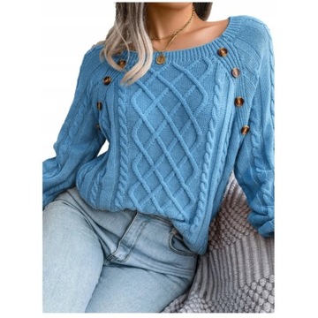 ELEGANCKI DAMSKI SWETER CIEPLY JESIENNY ZIMOWY GUZIZKI, wzór9