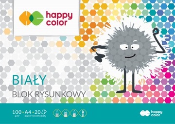 Blok rysunkowy biały A4 100g 20 ark. Happy Color