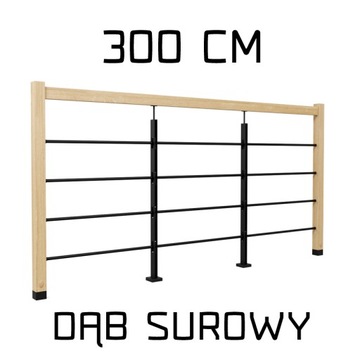 Balustrada barierka drewniana metalowa 3m prosta