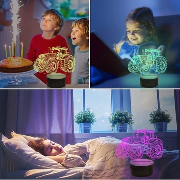 3D светодиодный тракторный ночник с гравировкой имени на пульте дистанционного управления