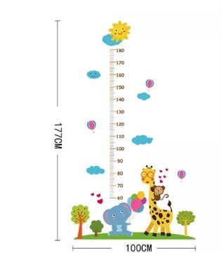 МЕРА ВЫСОТЫ ЖИВОТНЫЕ НАСТЕННАЯ НАКЛЕЙКА 180см