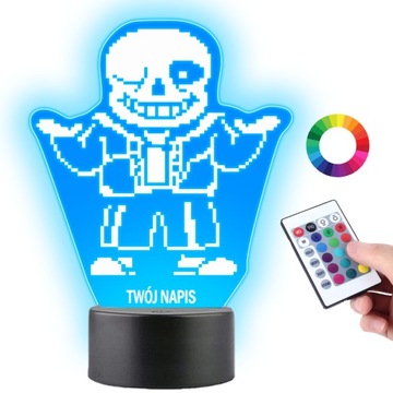 Lampka na Biurko Statuetka Led Gaming Gra Undertale Sans Prezent Plexido