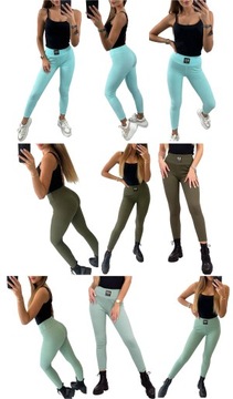 LEGGINSY ZŁOTE JASKÓŁKI PRĄŻKOWANE GETRY PTASZKI FITNESS PIMKO PRĄŻEK XL