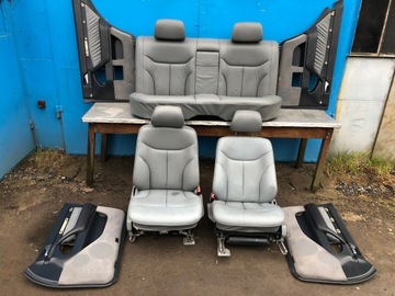 MERCEDES W140 LIFT LONG FOTELE KANAPA TAPICERKA SKÓRY SZARE