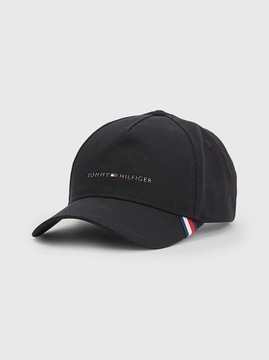 TOMMY HILFIGER CZARNA CZAPKA Z DASZKIEM METAL LOGO