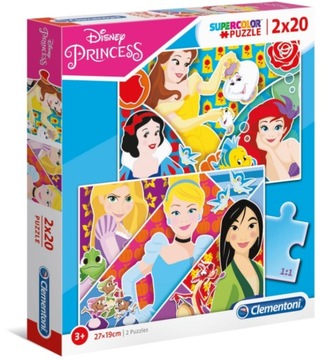 PUZZLE 2x20 EL KSIĘŻNICZKI DISNEY PRINCESS CLEMENTONI 3+