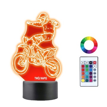 Lampka Nocna 3D LED Kaskader Motor Prezent Imię