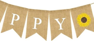 ДЖУТОВАЯ ГИРЛЯНДА БАННЕР С ДНЕМ РОЖДЕНИЯ ПОДСОЛНУХИ