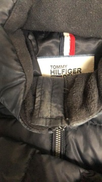 Tommy Hilfinger granatowa kurtka kaptur defekt M
