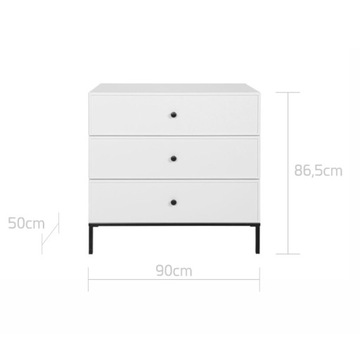Bellamy Lumi Komoda 3-szufladowa LOFT Elegancka