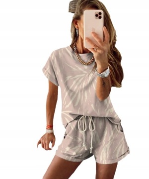 MODA DAMSKI KOMPLET DRESOWY T-SHIRT SPODENKI, L