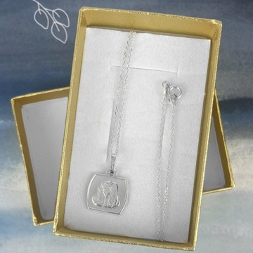 SREBRNY MEDALIK Z MATKĄ BOSKĄ PR. 925 + ŁAŃCUSZEK