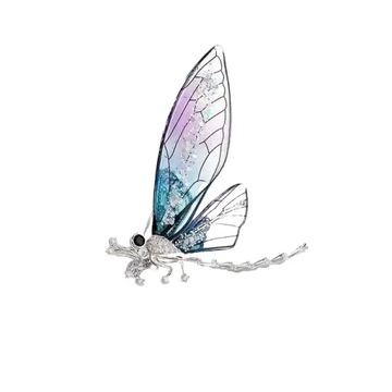 SREBRNA BROSZKA OZDOBNA BIŻUTERIA SPINKA DUŻA WAŻKA ŻYWICA 6 cm