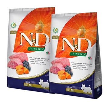 Sucha karma dla psa FARMINA N&D GF PUMPKIN ADULT MINI jagnięcina 2x2,5kg