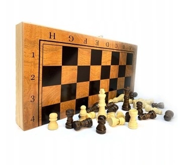 ФОН ШАХМАТЫ ШАШКИ ДЕРЕВЯННЫЕ ИГРЫ 3 В 1 24x24см