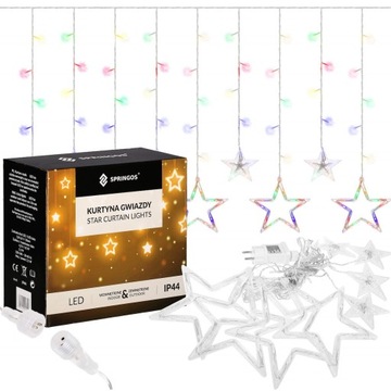 РОЖДЕСТВЕНСКИЕ ЗВЕЗДЫ ШТОРА 92СВЕТОДИОДНАЯ ГИРЛЯНДИЯ 4,5м ЭЛЕКТРИЧЕСТВО многоцветный