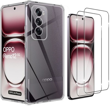 Etui A-SHOCK Case do Oppo Reno 12 | WZMACNIANE ROGI | BUMPER + 2x SZKŁO 9H