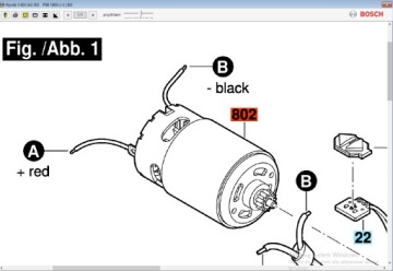 Двигатель Bosch PSR 1800 LI-2. ПСБ 1800 ЛИ-2