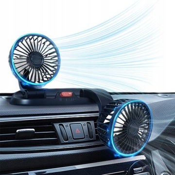 ДВОЙНОЙ АВТОМОБИЛЬНЫЙ ВЕНТИЛЯТОР 360° USB ВЕНТИЛЯТОР