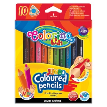 Kredki ołówkowe DREWNIANE Colorino JUMBO 10 sztuk