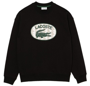 Longsleeve bluza LACOSTE czarna bawełna oversize