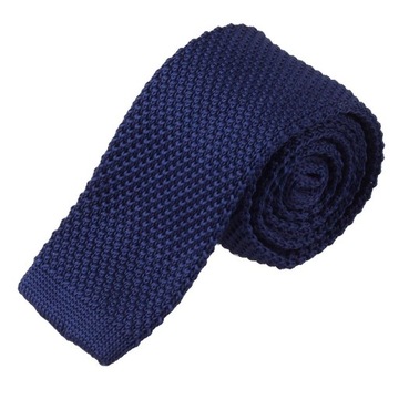 Men Knit Knitted Woven Tie Solid Dark Blue