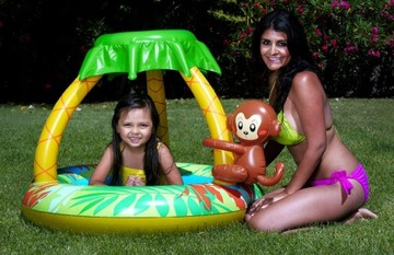 BASEN DZIECIĘCY Z DASZKIEM Brodzik Wyspa MAŁPKA 102 x 80 cm SUN CLUB