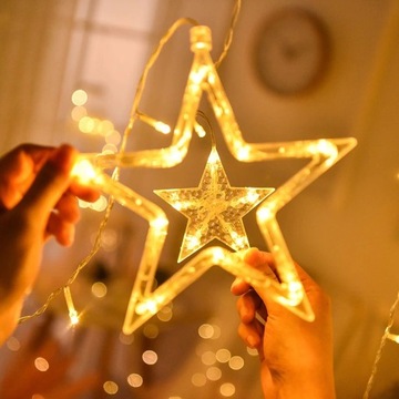Kurtyna LED lampki na baterie GWIAZDKI 3,5m