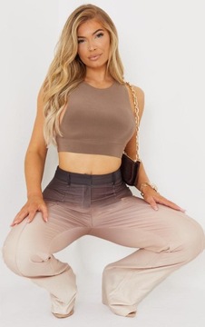 PRETTYLITTLETHING DNB DAMSKI BRĄZOWY CROP TOP R. S