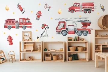 Наклейки на стену для детей: пожарная команда, пожарная машина, пожарный