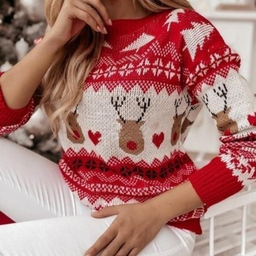 Sweter Bożonarodzeniowy wygląd nowe zimowe damski