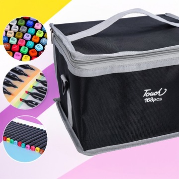 Маркеры спиртовые, фломастеры двусторонние, маркеры + пакетик, набор 168 шт.