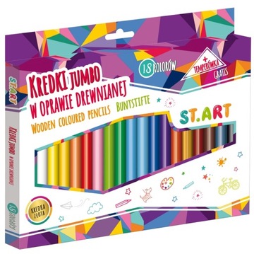 Kredki Ołówkowe Jumbo ST.ART 18 Kolorów Temperówka