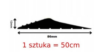 USZCZELKA GARAŻOWA PRÓG DO BRAMY GARAŻOWEJ PROGOWA EPDM 12/86MM 0,5m 50cm