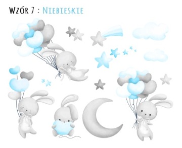 ЗАЙЧИКИ ШАРЫ Наклейки на стену 75х42 см SDB13XS